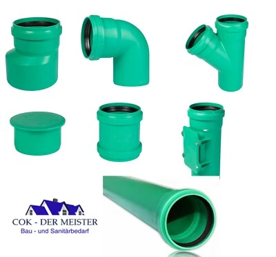 KG 2000 Rohr, KG  Muffe Stopfen Übergang Bogen Abzweig Dn100 bis DN 250 grün - Bild 1 von 4