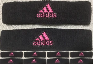 Adidas Hot Pink Black 4”x1” Thin Wristband Lot of 10 - New Without Tags - Picture 1 of 4