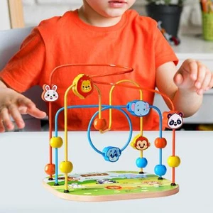 Wooden Bead Maze Toy New Year Gift Color Perception Bead Toy for Babies Kids - Picture 1 of 7