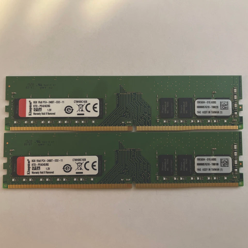 2x 8GB Kingston KTD-PE424E/8G DDR4-2400 ECC - Image 1 of 1