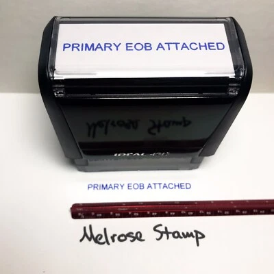 Primary EOB Attached Rubber Stamp Blue Ink Self Inking Ideal 4913 - Image 1 of 3