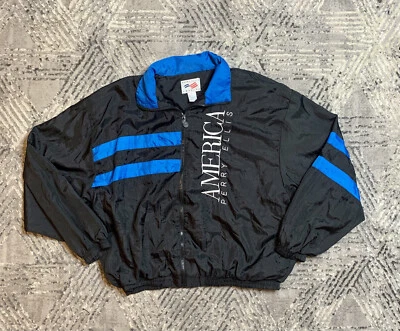 Vtg 90s Perry Ellis America Sailing Windbreaker Jacket Colorblock BlacK Blue XL - Image 1 of 4