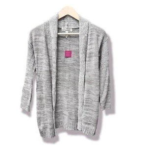 Poof Girl Excellence Knit Cardigan Taupe Open Front Sweater Size L Girls - Picture 1 of 15