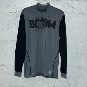 Nike Pro Combat Dri Fit Black Gray Athletic Compression Shirt Size L Fitted - Picture 1 of 8