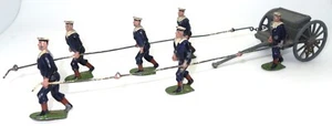 BRITAINS FROM SET NO. 79 "ROYAL NAVY LANDING PARTY" 6 SAILORS & LIMBER CART - Picture 1 of 3