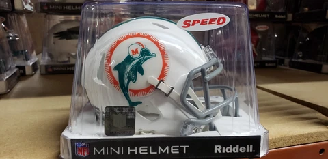 MIAMI DOLPHINS 1972 SPEED THROWBACK MINI HELMET RIDDELL NEW IN BOX Cover
