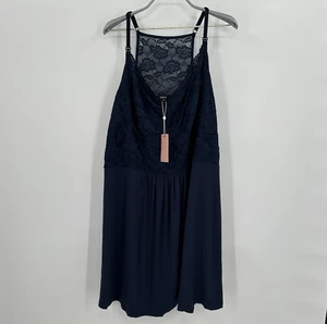 Quince Bamboo Maternity & Nursing Nightgown size XL Babydoll Lace Gown Navy Blue - Picture 1 of 4
