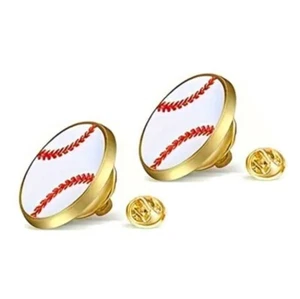 Baseball Enamel Cap/Hat Pin Badge- Red/White/Gold "Pin Only" - 2 Pieces - Picture 1 of 3