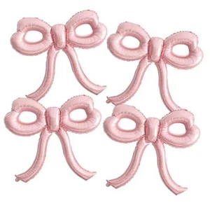 4 Pcs Pink Bow Balloons Bow Birthday Decorations for Girl Women Baby Shower - Picture 1 of 7