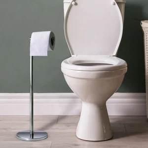 Toilet Roll Holder Free Standing Stainless Steel 2 In 1 Toilet Paper Stand - Picture 1 of 10