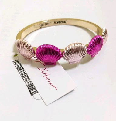 Brazalete Brazalete Betsey Johnson Conchas Marinas Tono Dorado Nuevo Rosa Caliente  Foto 1 de 4