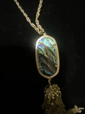 Collar colgante largo Kendra Scott Rayne en placa de oro concha de abulón firmado Foto 1 de 4