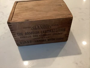 Rare antique pharmacy wood medicine box Armour Labs Glanoid Thyroid tablets - Picture 1 of 8