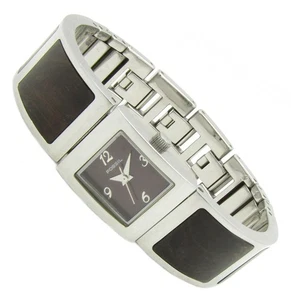 Fossil F2 Spangen Damen Armbanduhr Edelstahl Holz braun ES-1539 5ATM Ba neu S287 - Picture 1 of 2