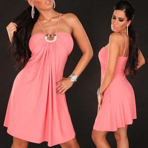 Summer Dress Strappy With Sequin Buckle KouCla - Salmon - Picture 1 of 3