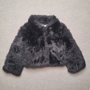 Jack and Janie Jacket 3-4 Years Black Faux Fur Crop Furry Cozy Dressy Evening - Picture 1 of 5