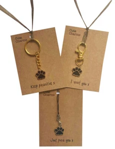 Urocze charmsy! Czarny charm PAWPRINT/telefon. Różne slogany. - Zdjęcie 1 z 12