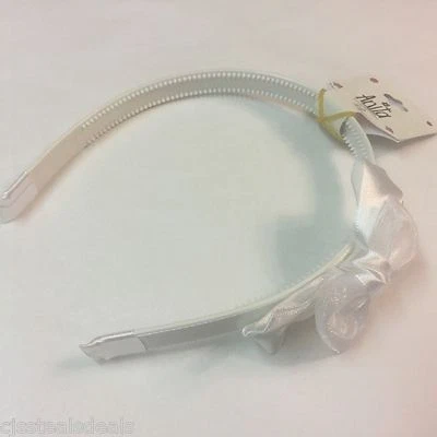 Anita Accessories Head Hairband Girls White Satin & Chiffon Easter Spring 3418 - Image 1 of 3