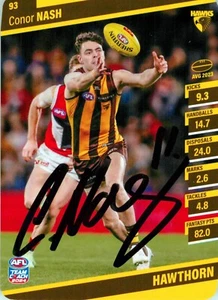 Signed 2024 Hawthorn Hawks AFL TeamCoach Card - Conor Nash - Picture 1 of 3