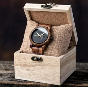 Bobobird Brown Wooden Strap Vintage Date Round Dial Men Quartz Watch  - Picture 1 of 7