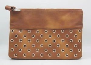 Chico's Women's Jamie Clutch Brown Zipper Purse w/ Gold Groments NWT $99 - Picture 1 of 19