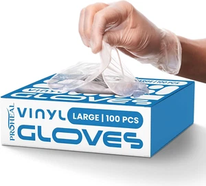Clear Vinyl Disposable Gloves - Food Safe Cooking and Household Cleaning Gloves - Picture 1 of 12