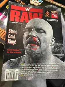 WWF WWE RAW Magazine SEP / OCT 1996 STEVE AUSTIN Cover + Sable Diva Poster - Picture 1 of 4