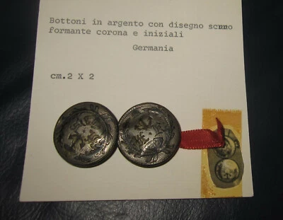 XIX secolo. Due bottoni in argento. Germania. Ancora, iniziali. Rari. - Immagine 1 di 3