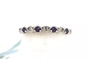 Neu mit Etikett 10K Saphir & Diamanten Weißgold Ring - neu - Größe 7 ~ #6507 - Bild 1 von 8