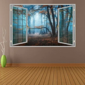 Dark Forest Trees Autumn Wall Stickers Mural Decal Print Art Home Decor KA18 - Picture 1 of 5