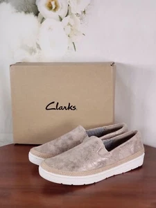 Clarks Collection - Leather Slip-On Shoes - Marie Pearl - Pewter Grey - 8 M - Picture 1 of 7