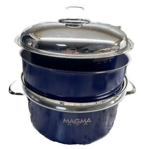 Boat Magma Nesting Cookware Set, 10 Pieces COBALT Blue 2 Handles& Lids Strainer