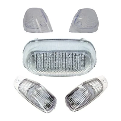 Led Tail Light+Led Front+Lens Rear Turn Signal Fit Ninja 93-05 ZX-6 ZZR600 Clear - Image 1 of 4