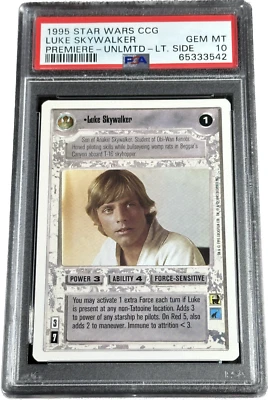1995 Star Wars CCG Unlimited Luke Skywalker PSA 10 GEM MINT RARE Han Solo Leia - Image 1 of 2