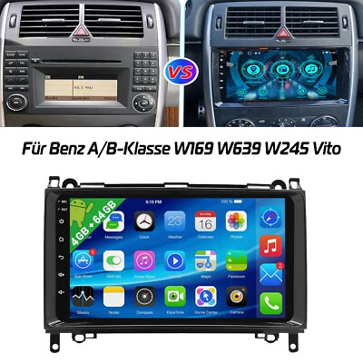 9" Apple Carplay Android 13 Autoradio Navi GPS Per Mercedes A/B Klasse W169 W245 - Immagine 1 di 4