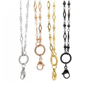 Stainless Steel Silver 32" Rhombus Chain Necklace for Memory Lockets - Picture 1 of 5
