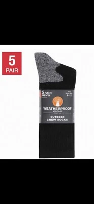 Paquete de 5 calcetines WeatherProof vintage negros para hombre al aire libre tallas 6-12 Foto 1 de 4