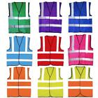 HI VIZ COLOURED VEST WAISTCOATS Pink Red Purple Green Blue Yellow Orange Sml-5XL