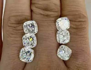 Lote de 15 piezas de diamantes sueltos cultivados en laboratorio circonita cúbica vvs1/D claridad 4 mm corte cojín piedras preciosas - Imagen 1 de 9