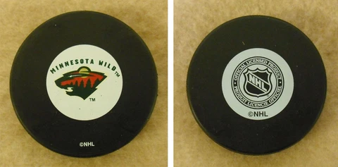 LOT OF 2 HOCKEY PUCKS - NHL OFFICIAL IN GLAS CO - MINNESOTA WILD   - FREE SHIP Cover