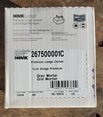 Novik Ledge Premium Ledge Corner - Mortero gris nuevo, esquina de repisa - 4 piezas/caja Foto 1 de 3