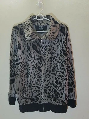 Suéter Cárdigan Suéter Jones New York Signature Talla XL Mujer Marrón Negro Estampado Leopardo  Foto 1 de 4