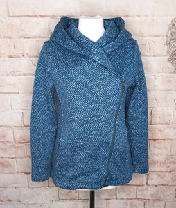 Lands’ End Blue Hooded Waterfall Fleece Jacket - Size M, Worn Only Once! - Picture 1 of 3