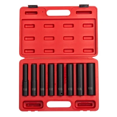 2848, 1/2 Inch Drive Impact Socket Set, Extra Long Deep, 8-Piece, SAE, 1/2"-1... - Image 1 of 4