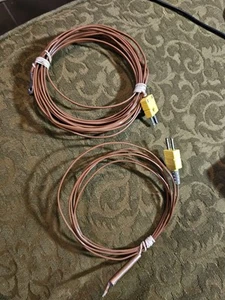 2 OMEGA TYPE K YELLOW THERMOCOUPLE male probe PLUG with 7' and 14' cord - Picture 1 of 9