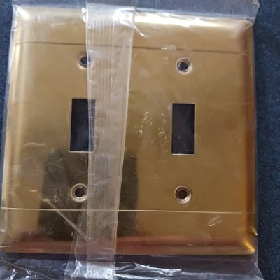Pass & Seymour Polished Solid Brass 2-Gang Toggle Switch Wall Plate Cover B2-PBD - Image 1 of 3