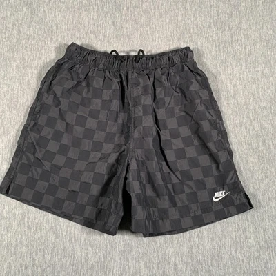 Nike Shorts Mens Medium Black Checkerboard Woven Elastic Drawstring Pockets - Image 1 of 4