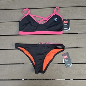 Nuevo bikini de entrenamiento TYR Durafast naranja liso/rosa/negro Trinityfit para mujer talla S - Imagen 1 de 4