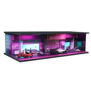 1/64 Neon Style LED Diorama Display Case - Compatible with Hot Wheels Matchbo... - Picture 1 of 6