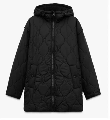 Zara Women's Hooded Puffer Jacket Black Size XS Ref 8372/047 - Image 1 of 4